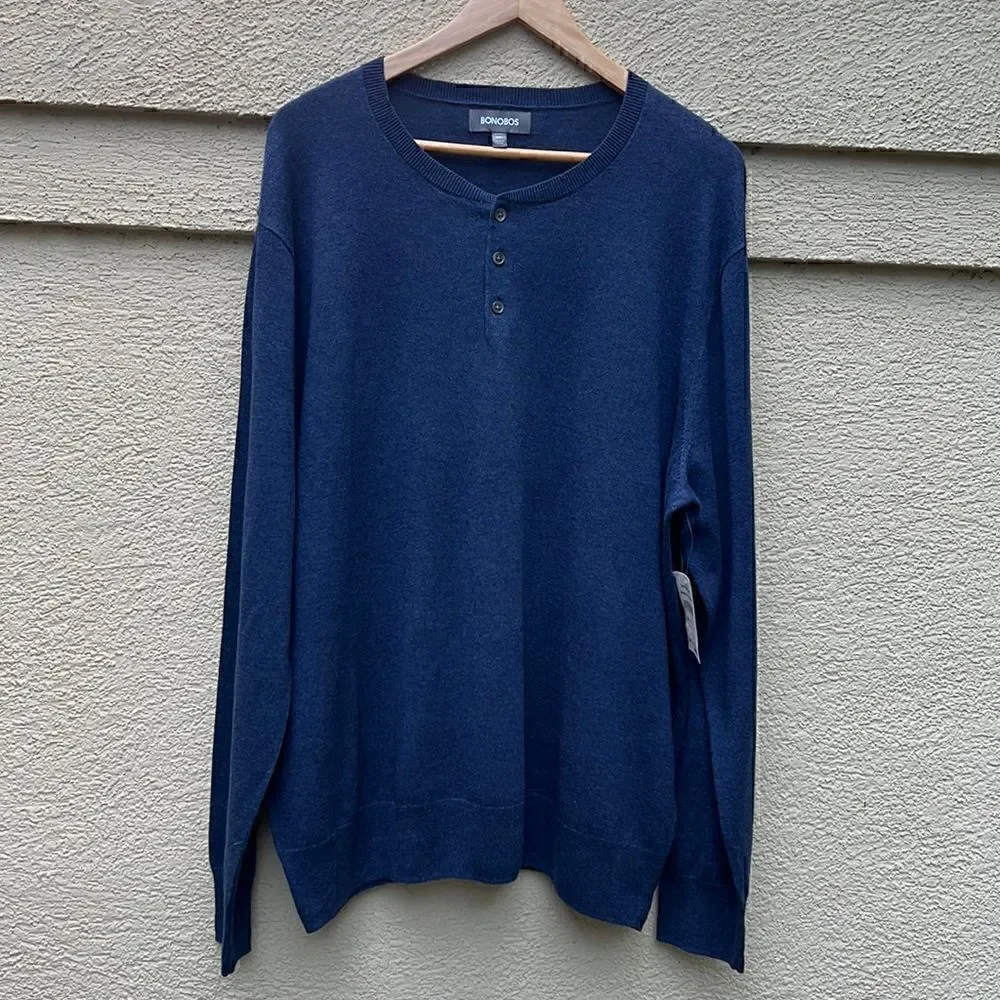 NWT Bonobos Henley Sweater Size XXL